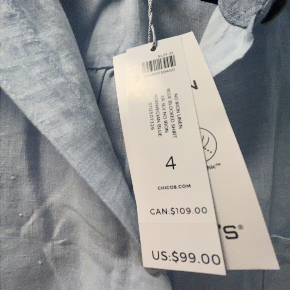 Brand new with tags CHICO’S linen shirt size 4